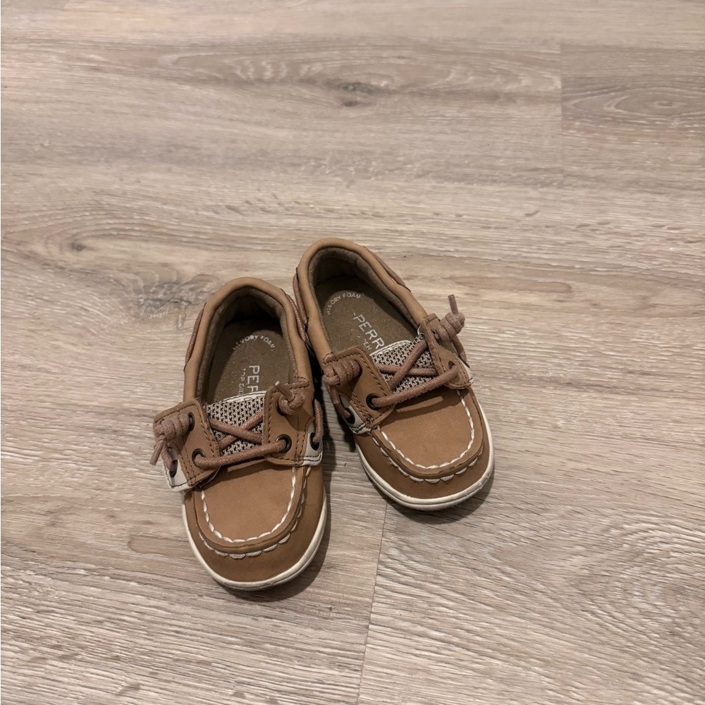 Sperry Tan Kids Moccasin Boat Shoes